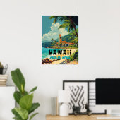 Vintag Kailua Kona Hawaii Beach Poster (Heimbüro)