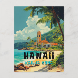Vintag Kailua Kona Hawaii Beach Postkarte
