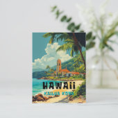Vintag Kailua Kona Hawaii Beach Postkarte (Stehend Vorderseite)