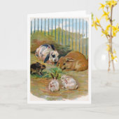 Vintag - Kaninchenfamilie, Karte (Gelbe Blume)