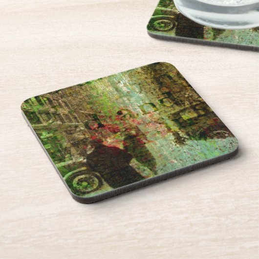 Vintag Kansas City Grunge Collage Getränkeuntersetzer (Linke Seite)