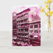 Vintag Kansas City Pink Grunge Karte (Gelbe Blume)