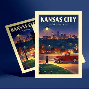 Vintag Kansas City Postkarte