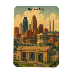 Vintag Kansas City Silhouette Skyline Magnet