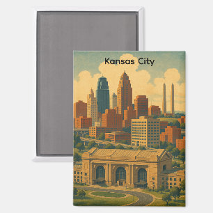Vintag Kansas City Silhouette Skyline Magnet