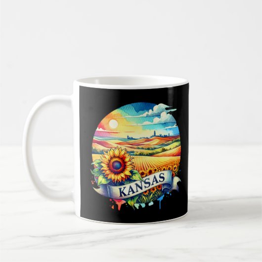 Vintag Kansas Map s - Retro us Staat Kaffeetasse (Links)