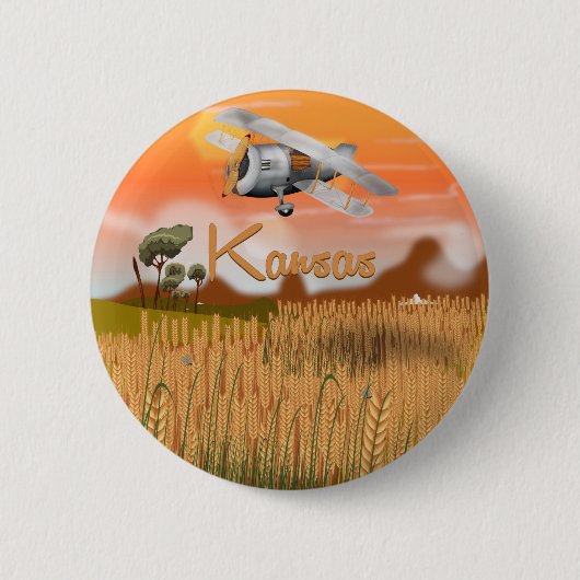 Vintag Kansas Wheat field Travel Poster Button (Vorderseite)