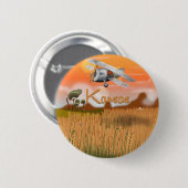Vintag Kansas Wheat field Travel Poster Button (Vorne & Hinten)