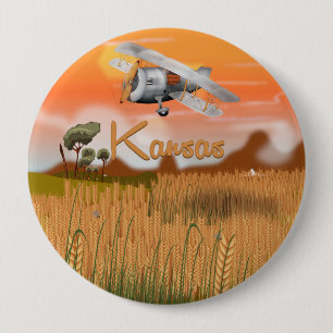 "Vintag Kansas Wheat field Travel Poster" "kansas Button