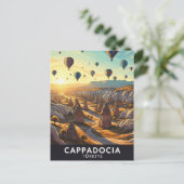Vintag Kappadokien Türkei Heißluftballons Reisen Postkarte (Stehend Vorderseite)