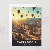 Vintag Kappadokien Türkei Heißluftballons Reisen Postkarte (Vorne/Hinten)