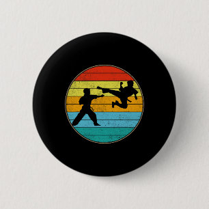 Vintag Karate Kids Martial Arts Fighter Retro Kar Button