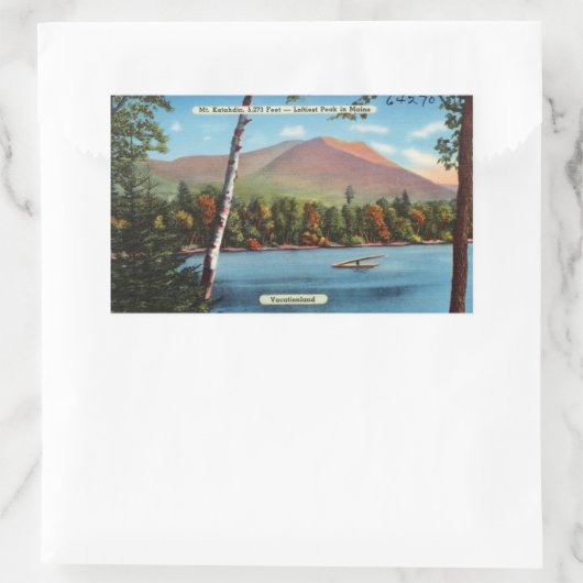 Vintag Katahdin Postcard Rechteckiger Aufkleber (Tasche)