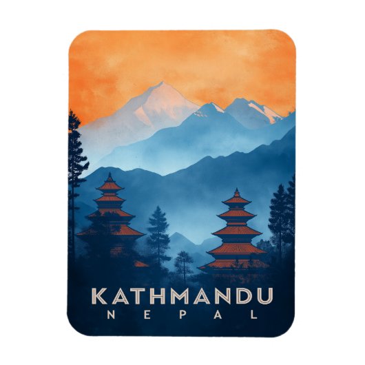 Vintag Kathmandu Temple Nepal Magnet (Vertikal)