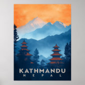 Vintag Kathmandu Temple Nepal Poster (Vorne)