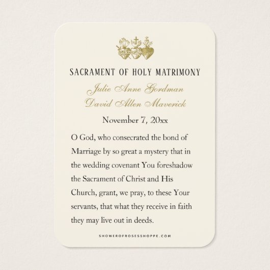 Vintag-katholische Gastgeschenk Hochzeit Gebetskar (Rückseite)