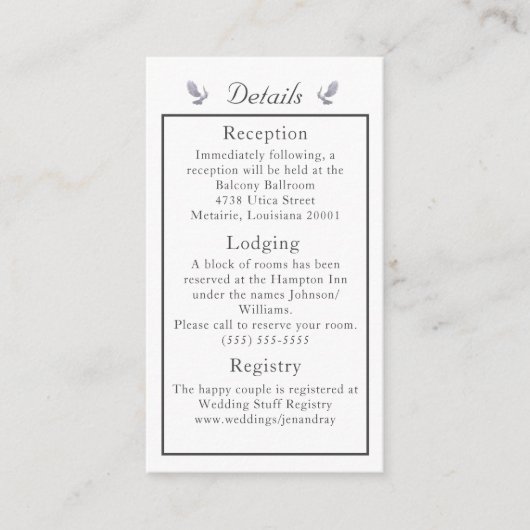 Vintag-katholische Hochzeitskarte Begleitkarte (Vorderseite)