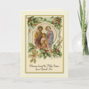 Vintag-katholische Weihnachten Jesus Heilige Famil Karte