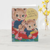 Vintag Kätzchen Muttertagskarte Karte (Gelbe Blume)