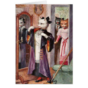 Vintag - Katze ganz oben gekleidet,