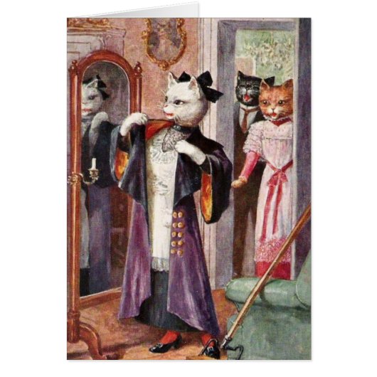 Vintag - Katze ganz oben gekleidet, (Vorne)