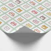 Vintag Katzen Gingham Geschenkpapier (Ecke)
