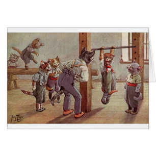 Vintag - Katzen in der Turnhallen-Klasse,