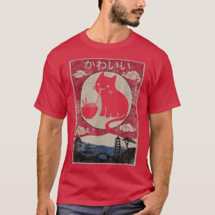 Vintag Kawaii Cat Ramen Anime Japanische Kinder Mä T-Shirt