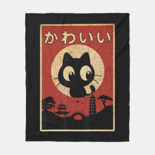 Vintag Kawaii Katze Japanisch Schwarze Anime Gift  Fleecedecke