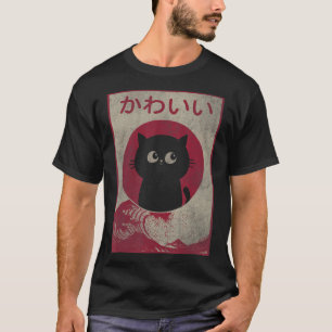Vintag Kawaii Katze Japanisch Schwarze Anime Gift  T-Shirt