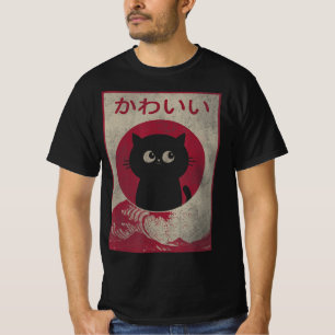 Vintag Kawaii Katze Japanisch Schwarze Anime Gift  T-Shirt
