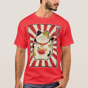 Vintag Kawaii Maneki Neko Eat Ramen Niedlich Japan T-Shirt