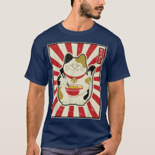 Vintag Kawaii Maneki Neko Eat Ramen Niedlich Japan T-Shirt