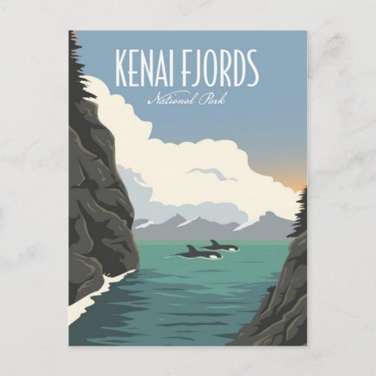 Vintag Kenai Fjords Nationalpark Alaska retro Postkarte (Vorderseite)