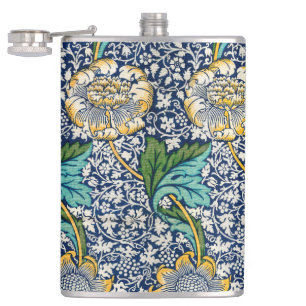 Vintag Kennet Floral William Morris Art Blue Flachmann