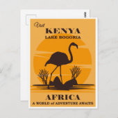 Vintag Kenya Africa Lake Bogoria Flamingo Postkarte (Vorne/Hinten)