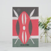 Vintag Kenya Flag Harambe Design Briefpapier (Stehend Vorderseite)