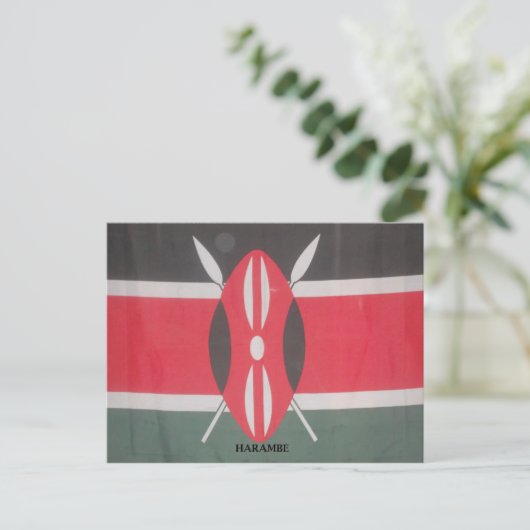 Vintag Kenya Flag Harambe Design Postkarte (Stehend Vorderseite)