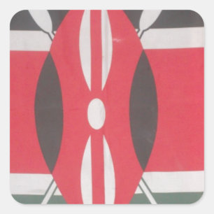 Vintag Kenya Flag Harambe Design Quadratischer Aufkleber