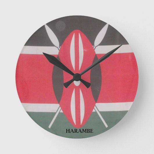 Vintag Kenya Flag Harambe Design Runde Wanduhr (Vorderseite)