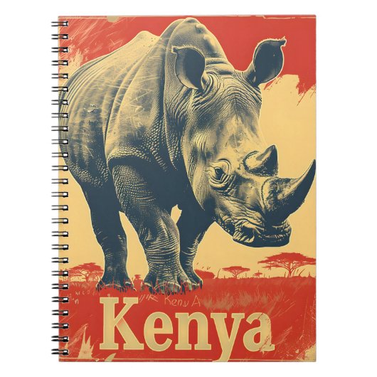 Vintag Kenya Rhino Notizblock (Vorderseite)