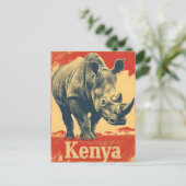 Vintag Kenya Rhino Postkarte (Stehend Vorderseite)