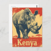 Vintag Kenya Rhino Postkarte (Vorne/Hinten)