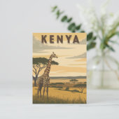 Vintag Kenya Travel - Afrikanische Giraffe Postkarte (Stehend Vorderseite)