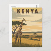 Vintag Kenya Travel - Afrikanische Giraffe Postkarte (Vorne/Hinten)