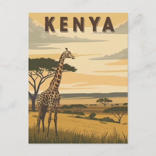 Vintag Kenya Travel - Afrikanische Giraffe Postkarte (Vorderseite)