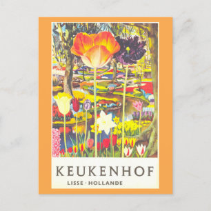 Vintag Keukenhof Holland Tulip Travel Poster Postkarte