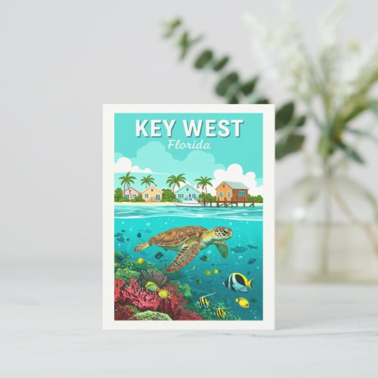 Vintag Key West Florida Postkarte (Stehend Vorderseite)