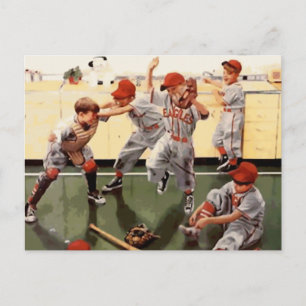 Vintag Kids Baseball Postkarte