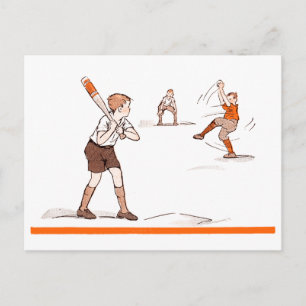 Vintag Kids Boys Baseball Game Postkarte